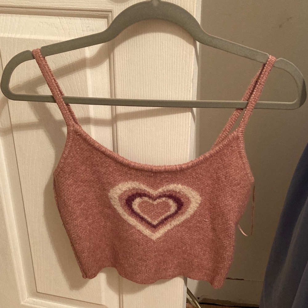 La Hearts Pink Heart Design Crop Top